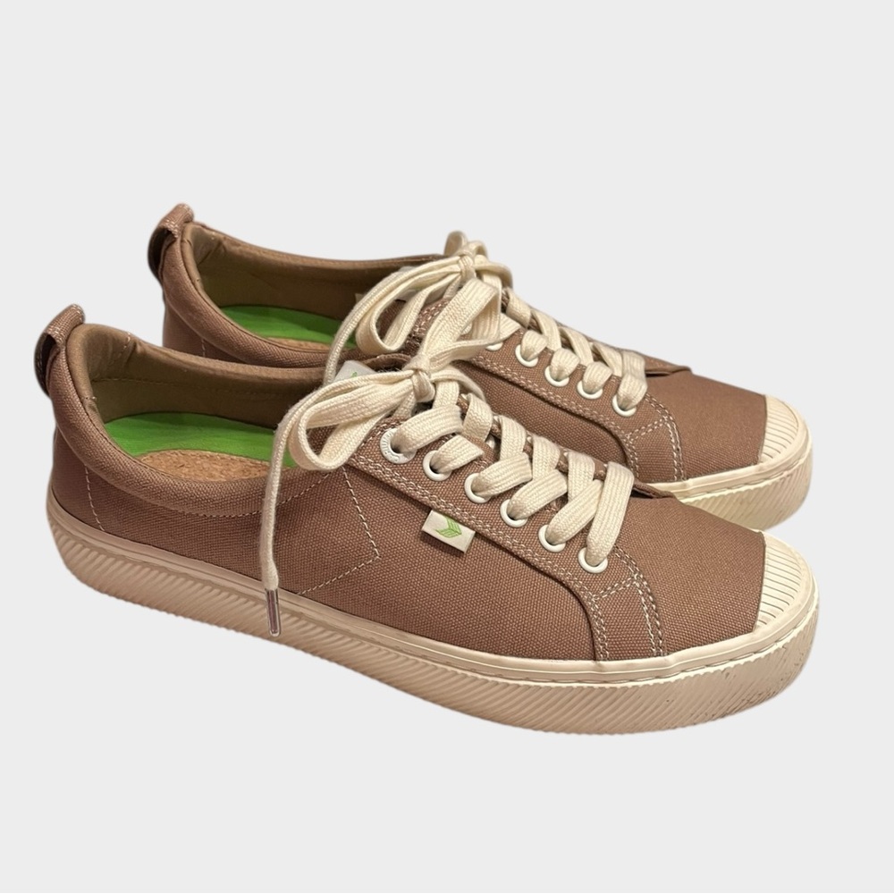 CARIUMA Taupe Canvas Sneakers Eco-Friendly Casual Lace-Up Women 9.5 / Men 8 - Picture 4 of 10